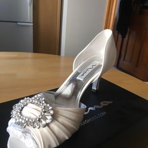 Nina: Crystah ivory wedding shoes.